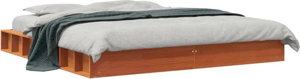 vidaXL Cadru de pat fără saltea, maro ceruit 200x200 cm lemn masiv pin