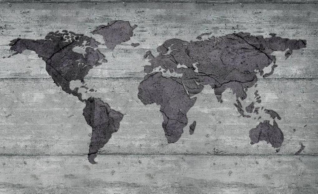 Fototapet - Harta lumii pe beton (152,5x104 cm), în 8 de alte dimensiuni noi