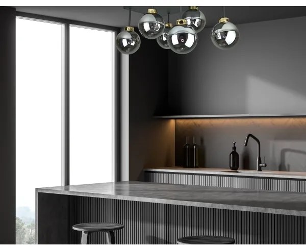 Lustră aplicată DEA 6xE14/60W/230V negru/auriu/negru fumuriu