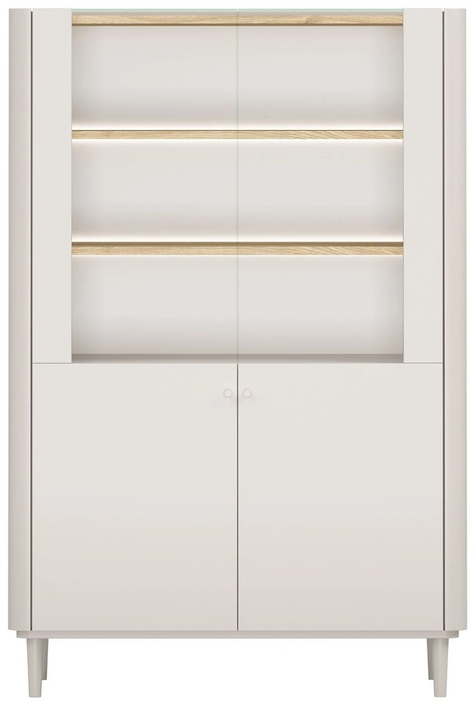 Vitrină cu picioare Elivo 100 cm, cu două uși - cașmir / stejar uleiat