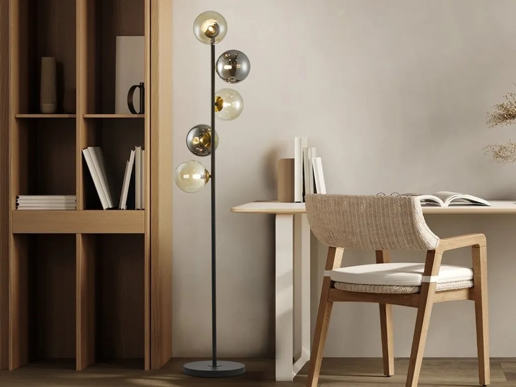 Lampadar/Lampa de podea design modern Inoa fumuriu/chihlimbar