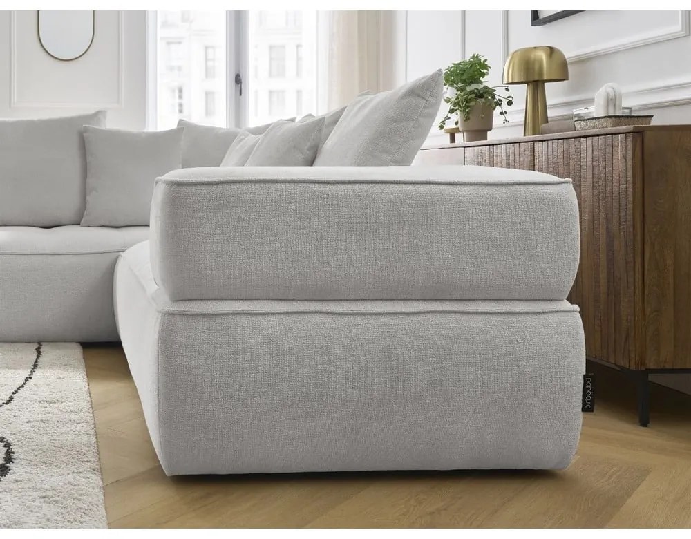 Colțar gri deschis cu tapițerie din chenille (cu colț pe partea stângă/în formă de ”L”) Whesley – Bobochic Paris