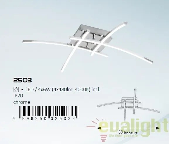 Plafoniera LED design modern, finisaj crom, Alexis 2503 RX