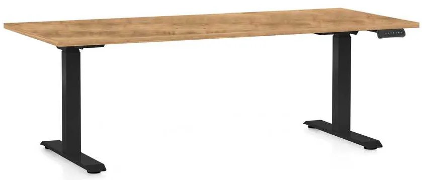Masă înălțime reglabilă OfficeTech C, 180 x 80 cm, picioare negre, stejar auriu