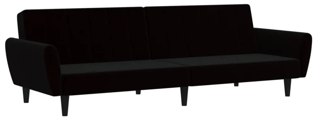 337542 vidaXL Canapea extensibilă cu 2 locuri, negru, catifea