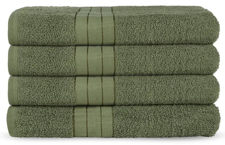 Prosoape verde-închis 4 buc. din bumbac din frotir 50x100 cm – Good Morning