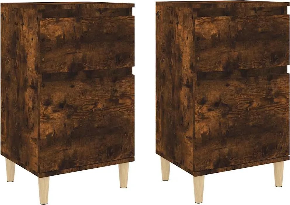 vidaXL Noptiere, 2 buc., stejar afumat, 40x35x70 cm