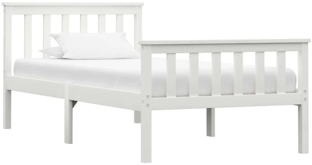 vidaXL Cadru de pat, alb, 100 x 200 cm, lemn masiv de pin