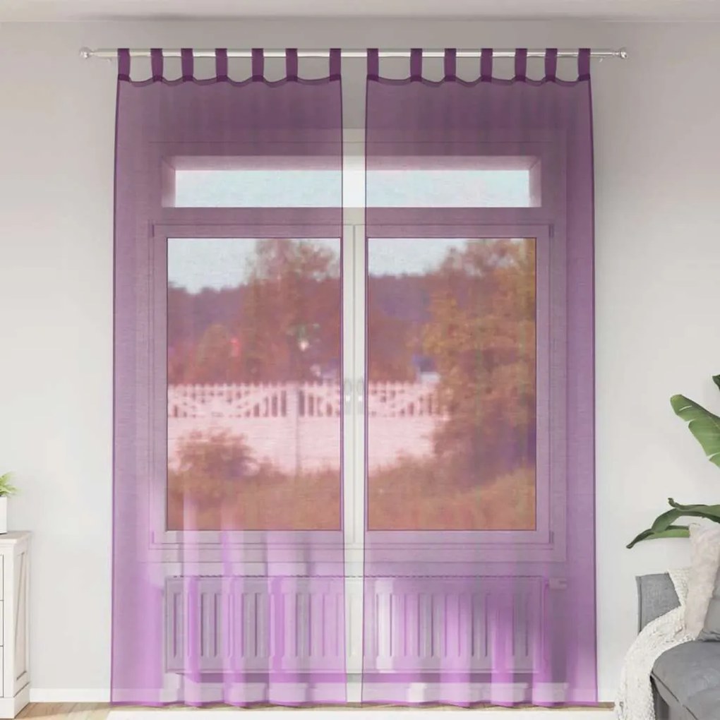 vidaXL Perdele Voile cu Bucle 2 buc Violet 140x260 cm