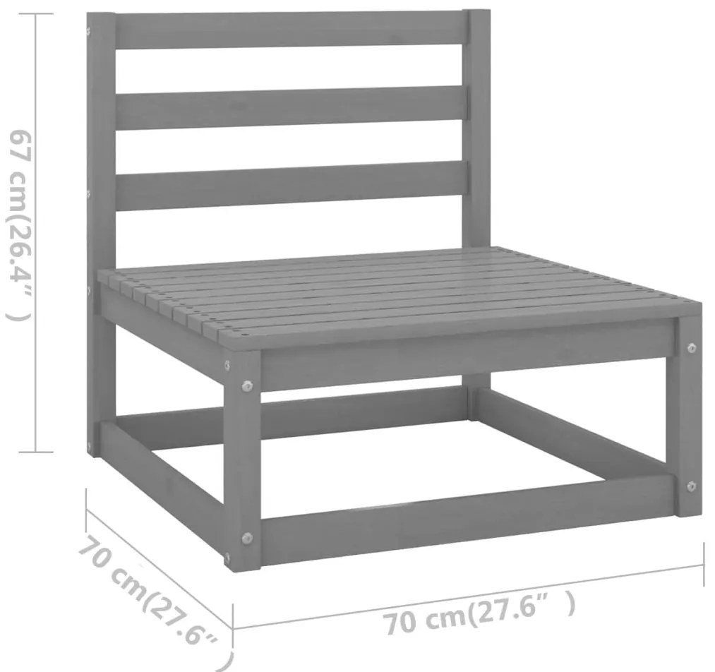 Set mobilier de gradina cu perne, 11 piese, gri, lemn masiv pin Gri, 1, Da