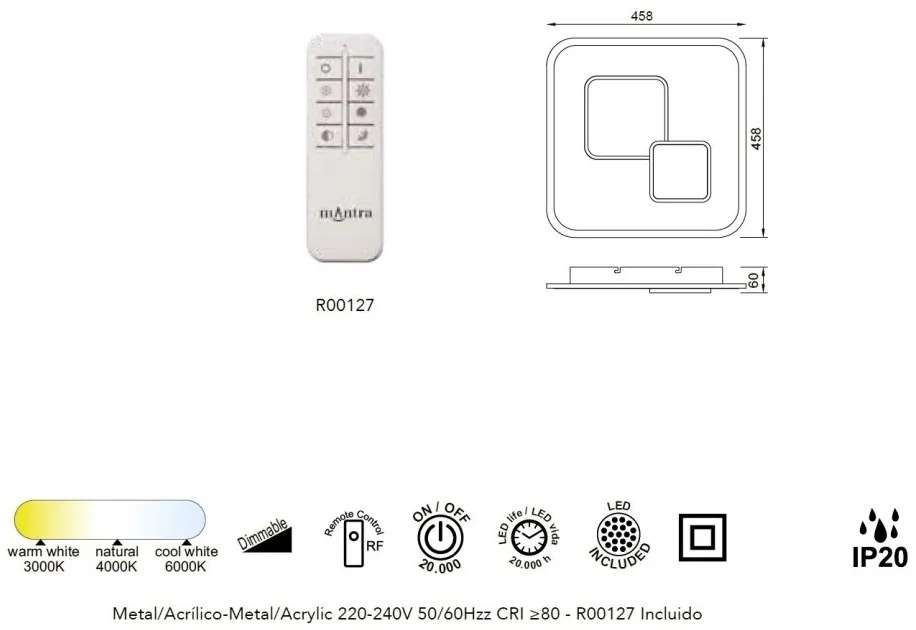 Plafoniera LED cu telecomanda QUAD