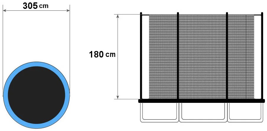 Plasă de protecție interioară cu 6 stâlpi pentru trambulină 305 cm