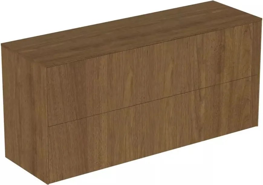 Dulap baza suspendat Ideal Standard Atelier Conca 2 sertare cu blat 120 cm finisaj nuc inchis