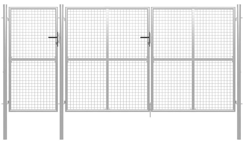 vidaXL Poartă de grădină din oțel 400x150 cm argintie