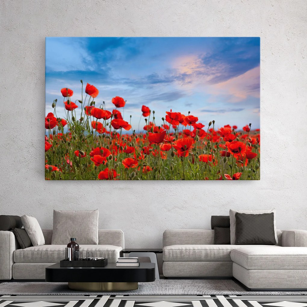 Tablou Canvas, 90x140cm, Dormitor si Living, Flori, Maci, Poppy Field