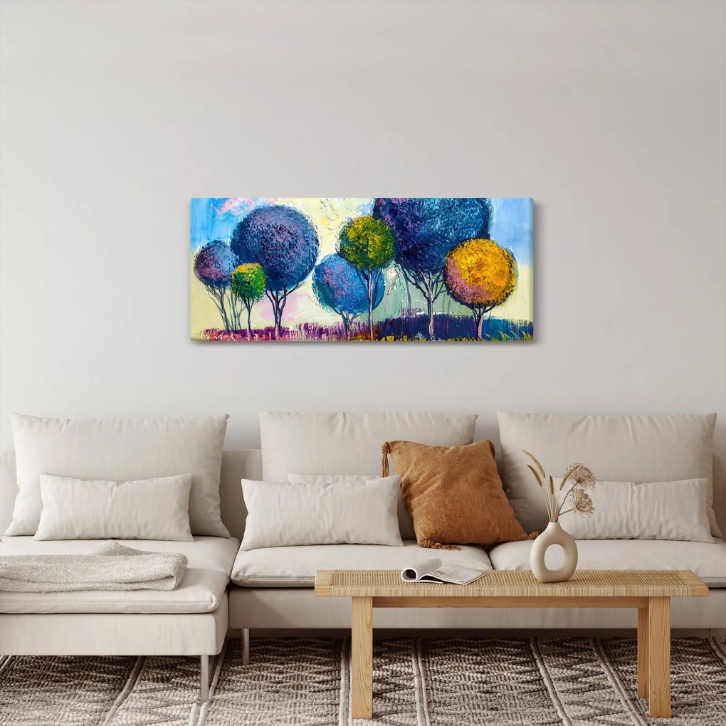 Tablou - Copaci, pictură în ulei (120x50 cm)