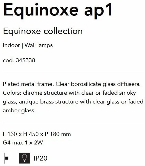 Aplica de perete EQUINOXE AP1 crom/ faded smoky