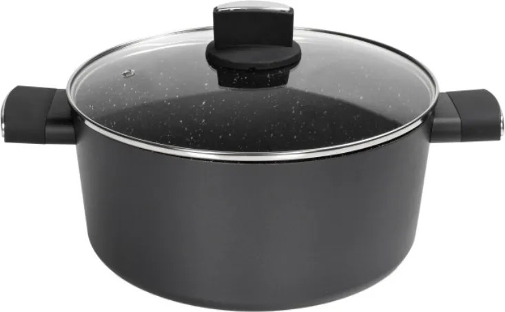 Cratita Zilan ZLN0850 Negru cu invelis din marmura, 5 straturi, 26 cm si manere fine la atingere, 5.7 L
