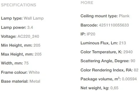Aplica de perete LED design decorativ ambiental Trame alb