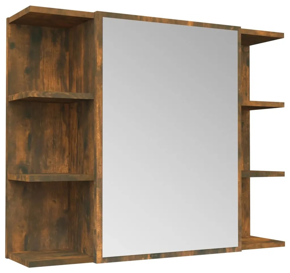 815522 vidaXL Dulap baie cu oglindă stejar fumuriu 80x20,5x64cm lemn compozit
