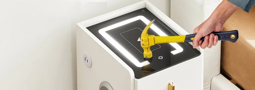 NOA1 - Set 2x Noptiere Smart, 30 cm, cu 3 sertare, LED, USB, Bluetooth, Incarcator Wireless, mobilier dormitor - Alb
