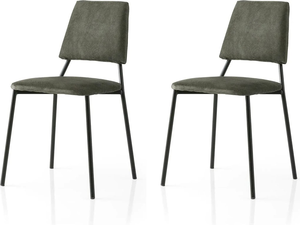 Set 2 scaune LIMA 4553 V2, gri inchis/negru, stofa catifelata/metal, 4