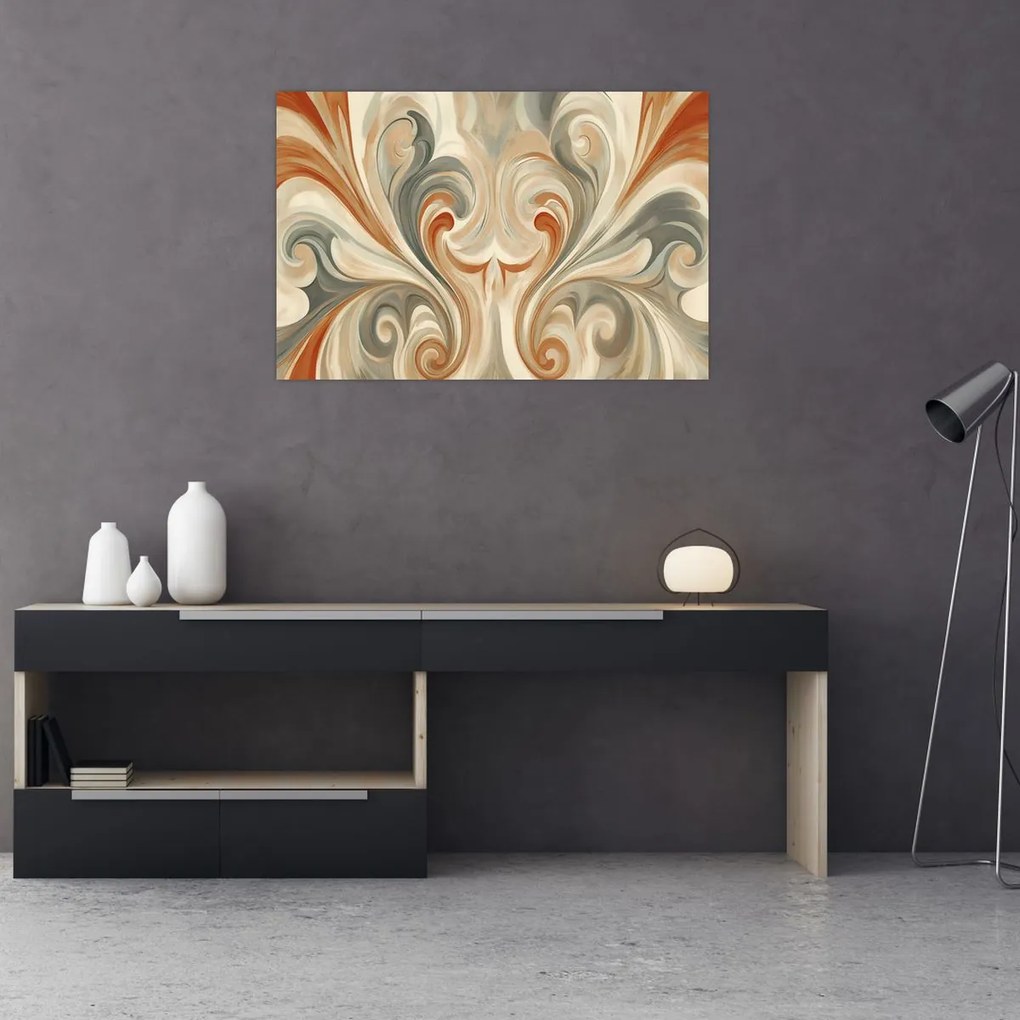 Tablou - Vârtejuri în culori pământii (90x60 cm)