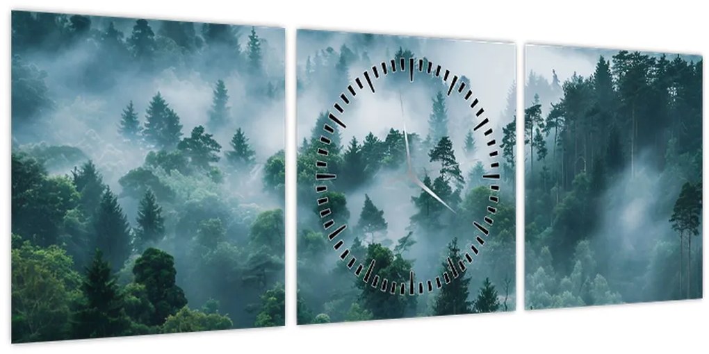 Tablou - Pădure în Ceață (cu ceas) (90x30 cm)