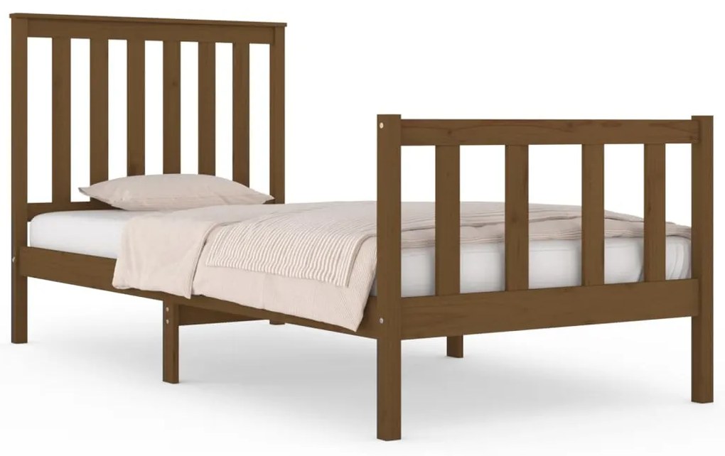 3103876 vidaXL Cadru de pat single, maro miere, 90x190 cm, lemn masiv de pin