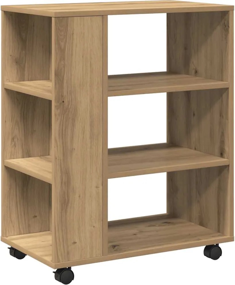 vidaXL Dulap cu roți, stejar artizanal, 60x35x75 cm, lemn prelucrat