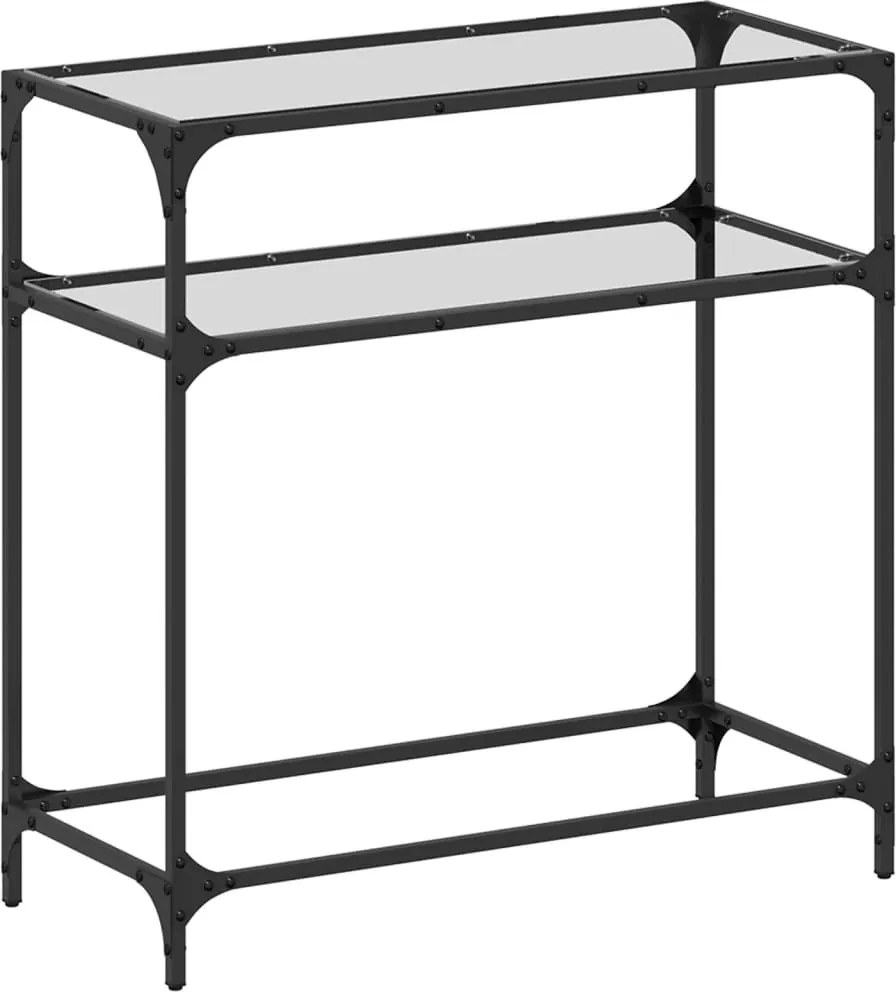 vidaXL Măsuță de cafea, blat din sticlă transparentă, 80x35x81 cm oțel