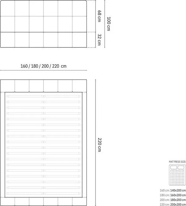 Pat matrimonial gri deschis tapițat cu spațiu de depozitare și somieră 200x200 cm Bellis – Micadoni Home