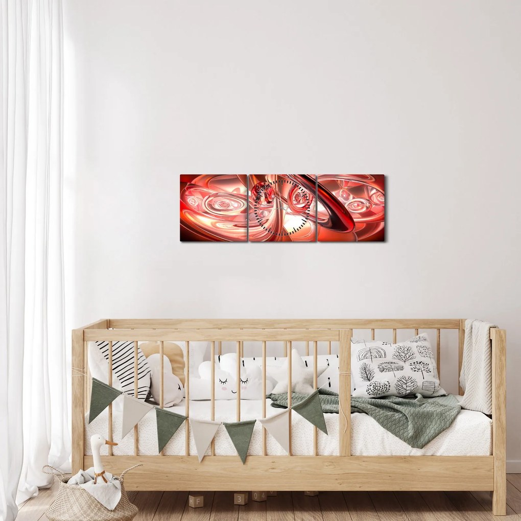 Tabloul - forme roșii (cu ceas) (90x30 cm)