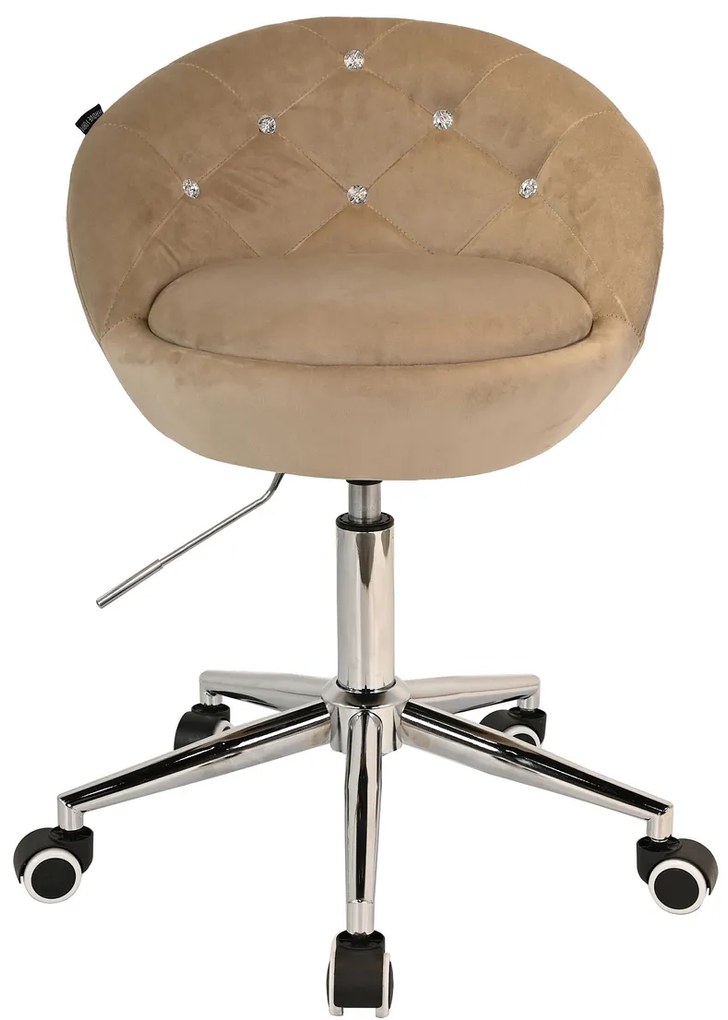 HR948K Scaun Latte din Catifea cu Bază Cromata