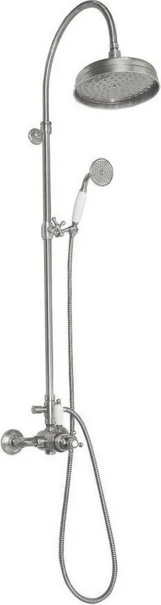 Set de duș argintiu mat din alamă 142 cm cu robinet termostatic cu duș suspendat/cu duș de mână Antea – Sapho