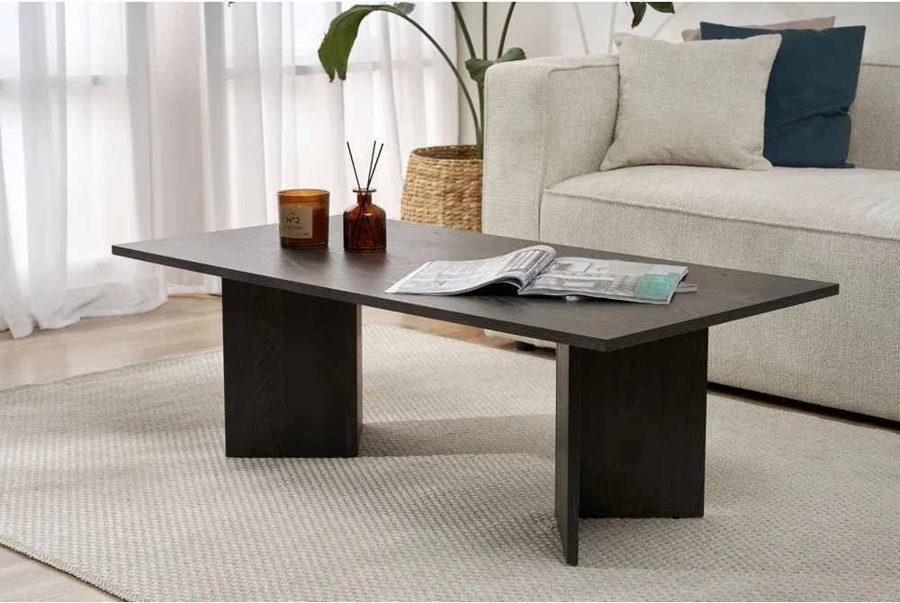 Măsuță de cafea neagră cu aspect mat 60x119 cm Sabin – Kalune Design