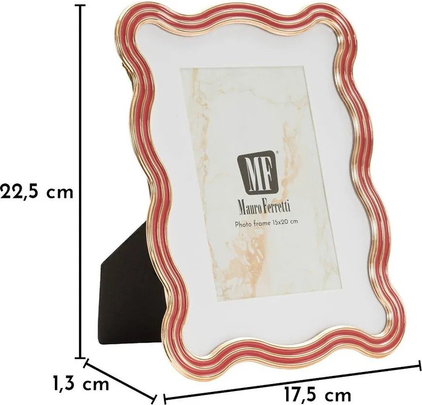 Ramă foto roșie/aurie cu picior de susținere din metal/din sticlă 17,5x22,5 cm Elizabeth – Mauro Ferretti