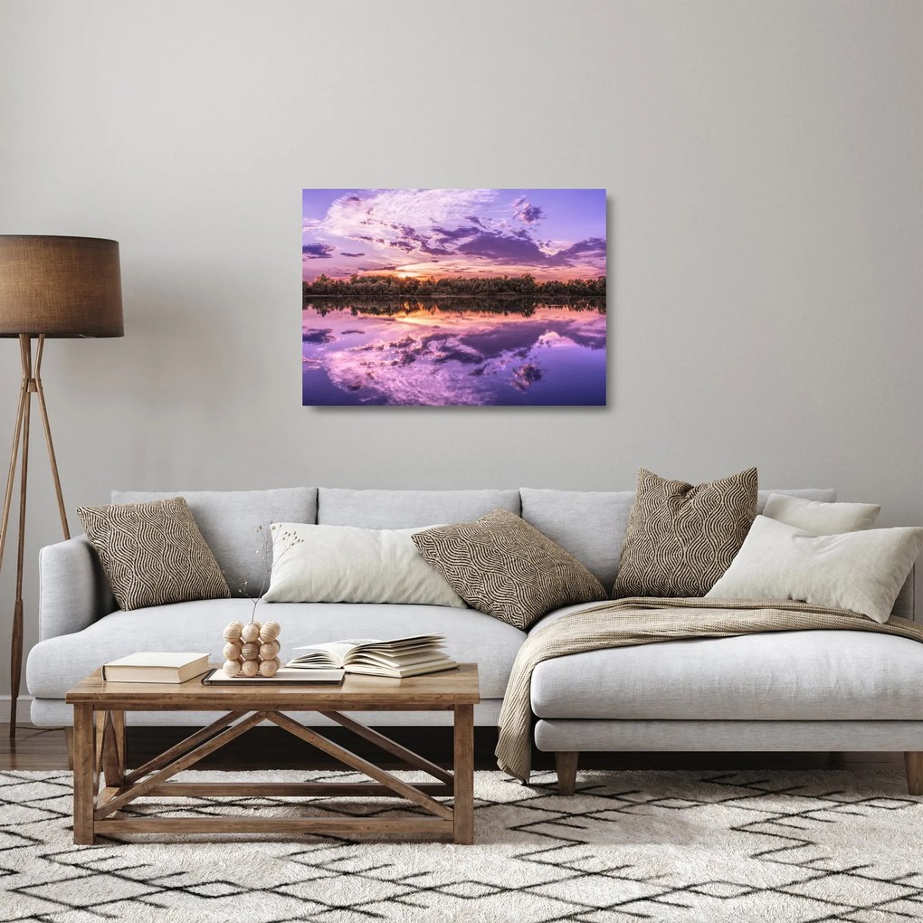 Tablou pe sticlă cu cerul violet (70x50 cm)