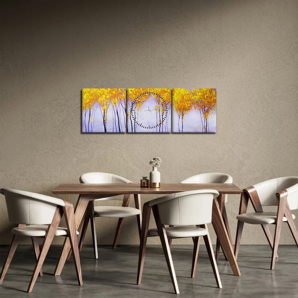 Tablou - Copaci galbeni (cu ceas) (90x30 cm)