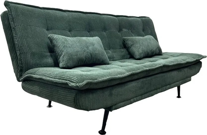 Canapea extensibila, Catifea Raiata Verde JAZZ 195cm