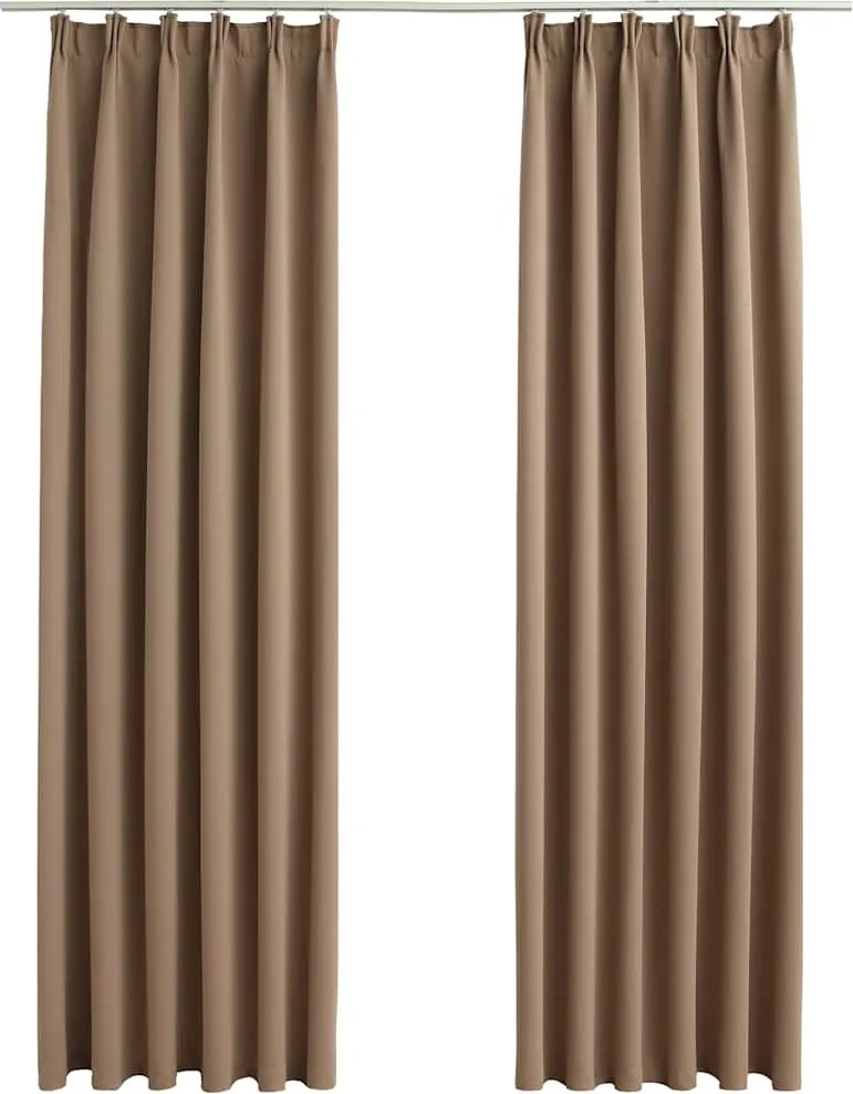 vidaXL Draperii opace cu cârlige, 2 buc., gri taupe, 140 x 225 cm