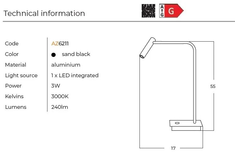 Veioza LED cu spot stil minimalist FLER negru