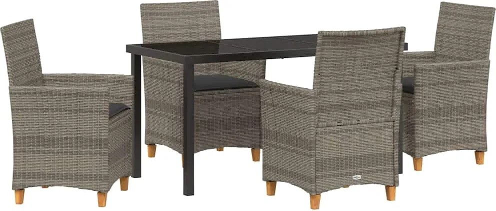 vidaXL Set de masă pentru grădină 5 pcs Gri poliratan