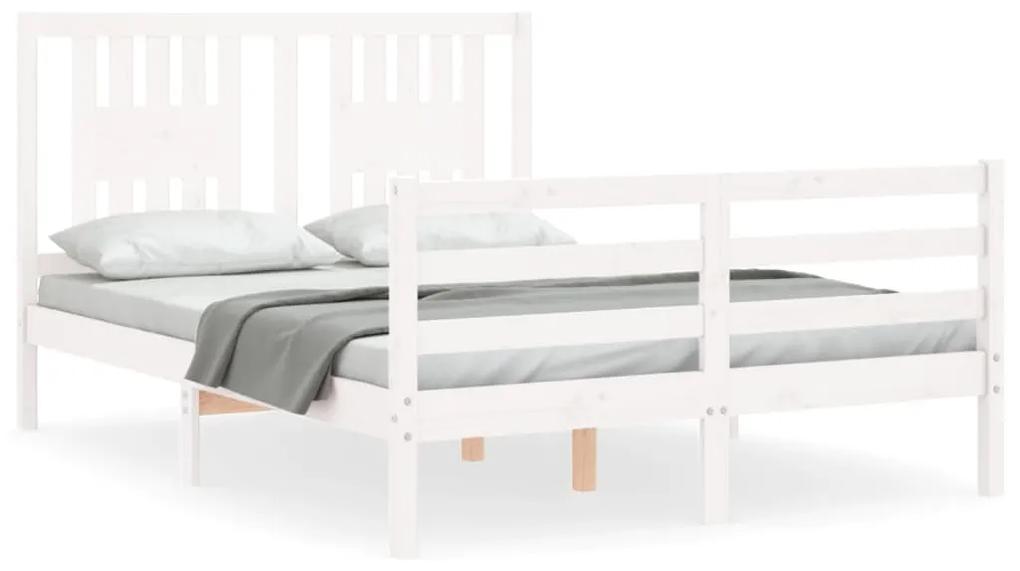 3194567 vidaXL Cadru de pat cu tăblie, alb, 120x200 cm, lemn masiv