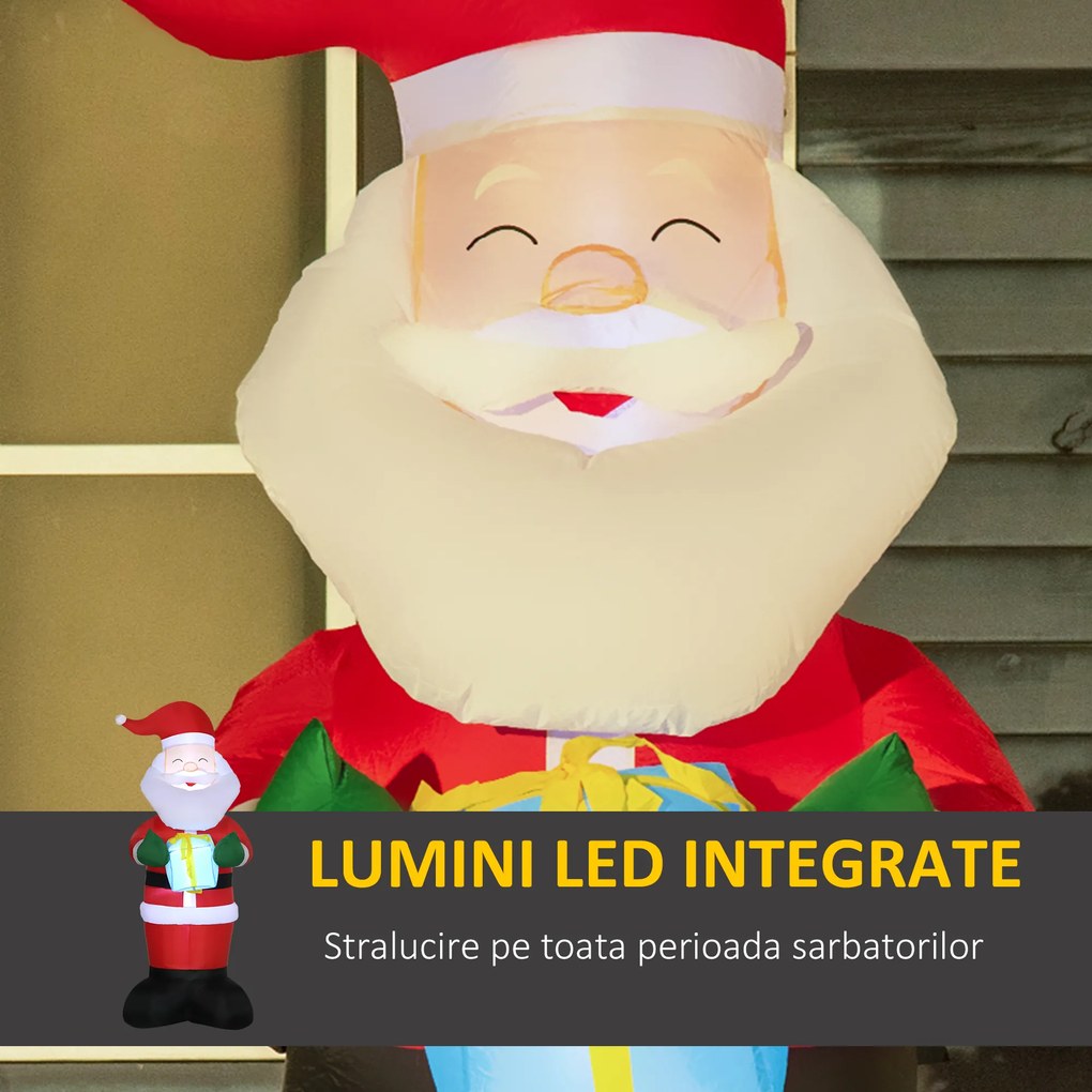 Outsunny Mos Craciun gonflabil, afisaj in aer liber cu LED pentru curte pentru petrecere in gradina.