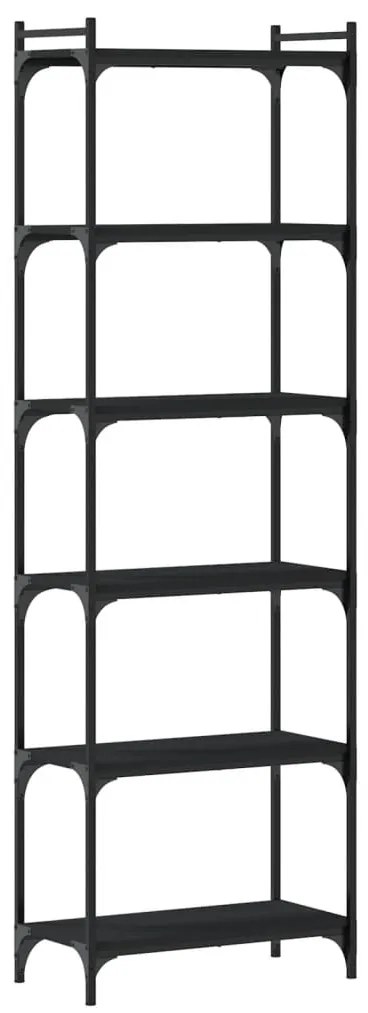 837662 vidaXL Bibliotecă cu 6 niveluri, negru, 60x30x188 cm, lemn prelucrat