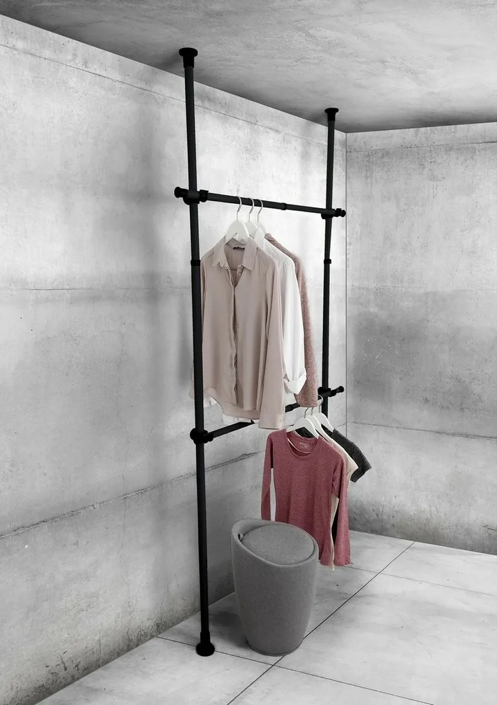 Wenko Set de 2 bare telescopice orizontale Herkules, negru