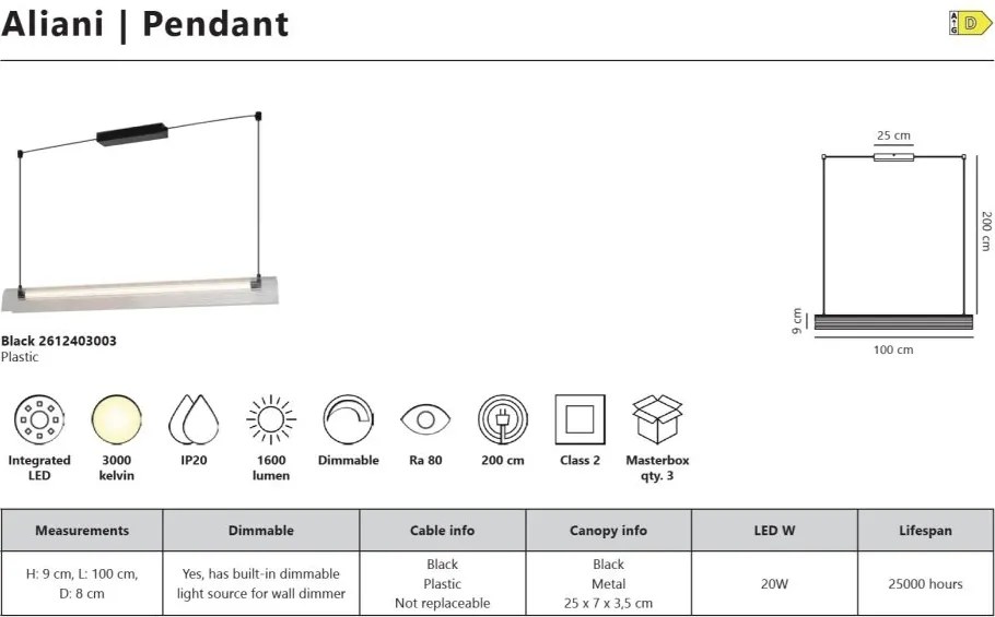 Lustra LED suspendata design liniar Aliani
