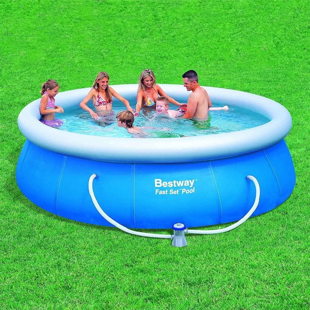 Piscină Gonflabilă (305 x 76 cm), Sistem Filtrare Apă, Capacitate 3800 litri, 3 Straturi Anti-Spargere, Kit reparații inclus