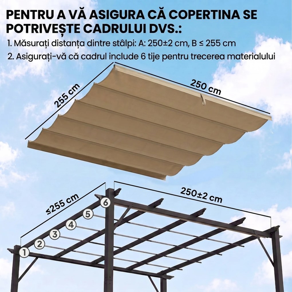 Outsunny Tettuccio di Ricambio per Gazebo 3x3 m con 10 Fori di Drenaggio Grigio | Aosom Romania